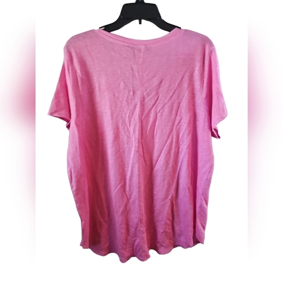 Tahari sz 1X pink linen v neck blouse shirt new WT155 - Picture 4 of 5